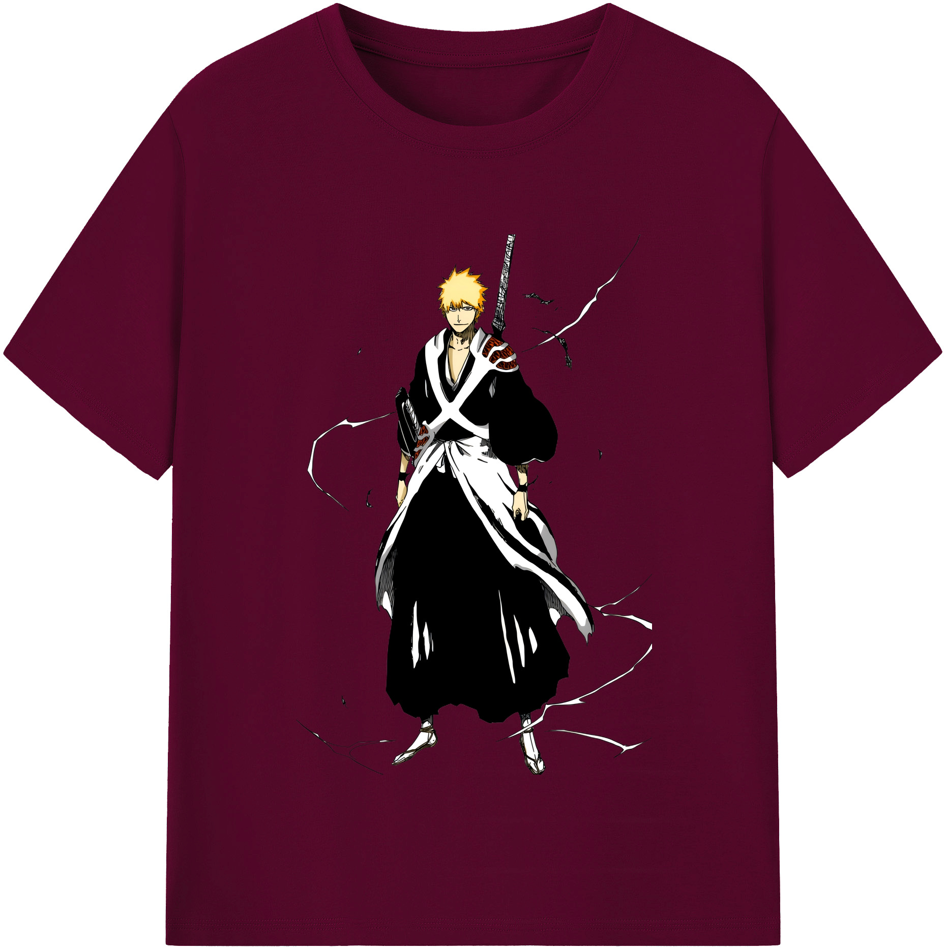 （画像用） ブリーチ 黒崎一護（くろさき いちご）BLEACH Kurosaki Ichigo レディースカジュアルプリントTシャツ（綿100％）